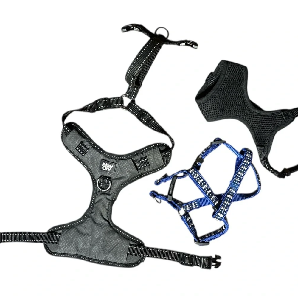 Dog Harness Bundle (3) in Black, Gray and Blue